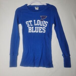 St. Louis Blues Women's M NHL Hockey Shirt Waffle Long Sleeve